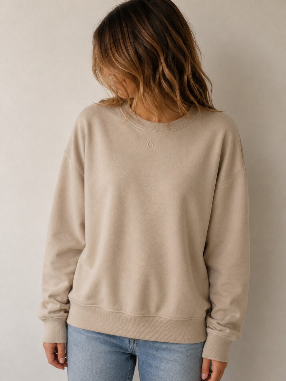 Girl Crush Core Crewneck Almond Latte Sweatshirt Size Small NWT